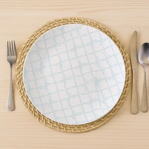 Shabby Chic Dessert Plates Set of 24 Aqua Bow Tie  Trellis 7.5 Inch Plastic-wear